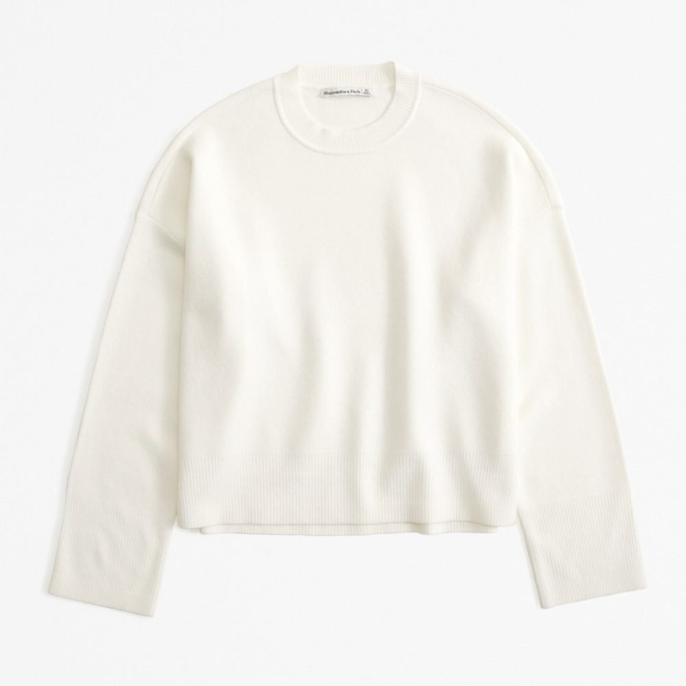 A&F Luxeloft Crew Sweater - White, Medium